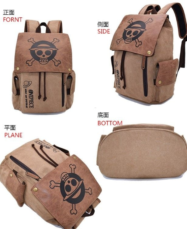 One Piece Straw Hat Team Logo Brown Backpack