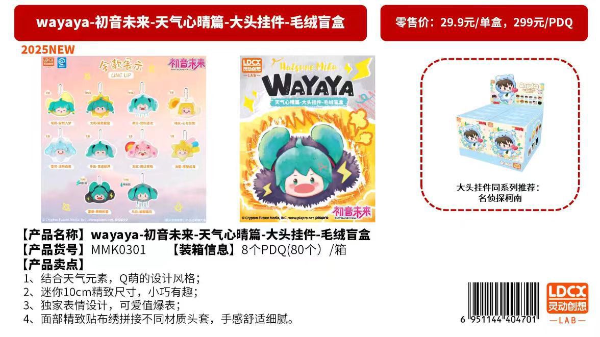 Hatsune Miku Sunny Mood Big Head Pendant Blind Box Single Pack