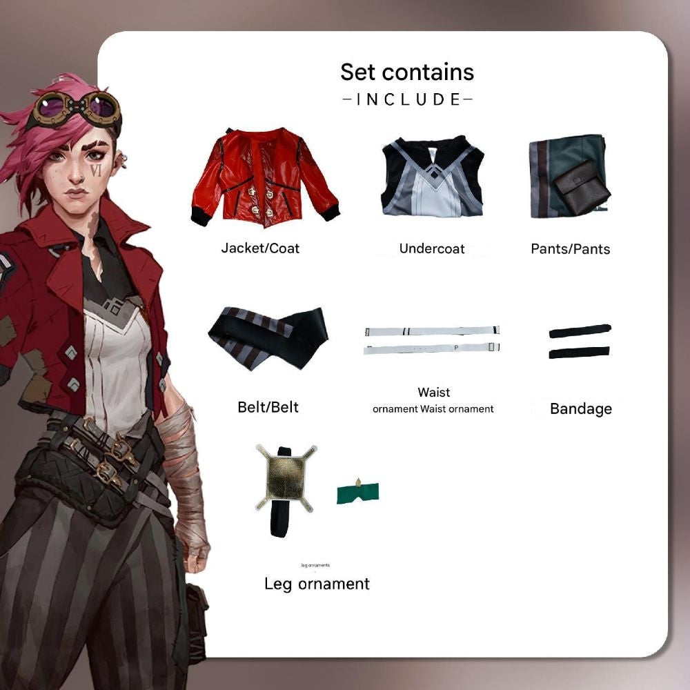 League Of Legends Arcane Vi Red Jacket Cosplay Costume