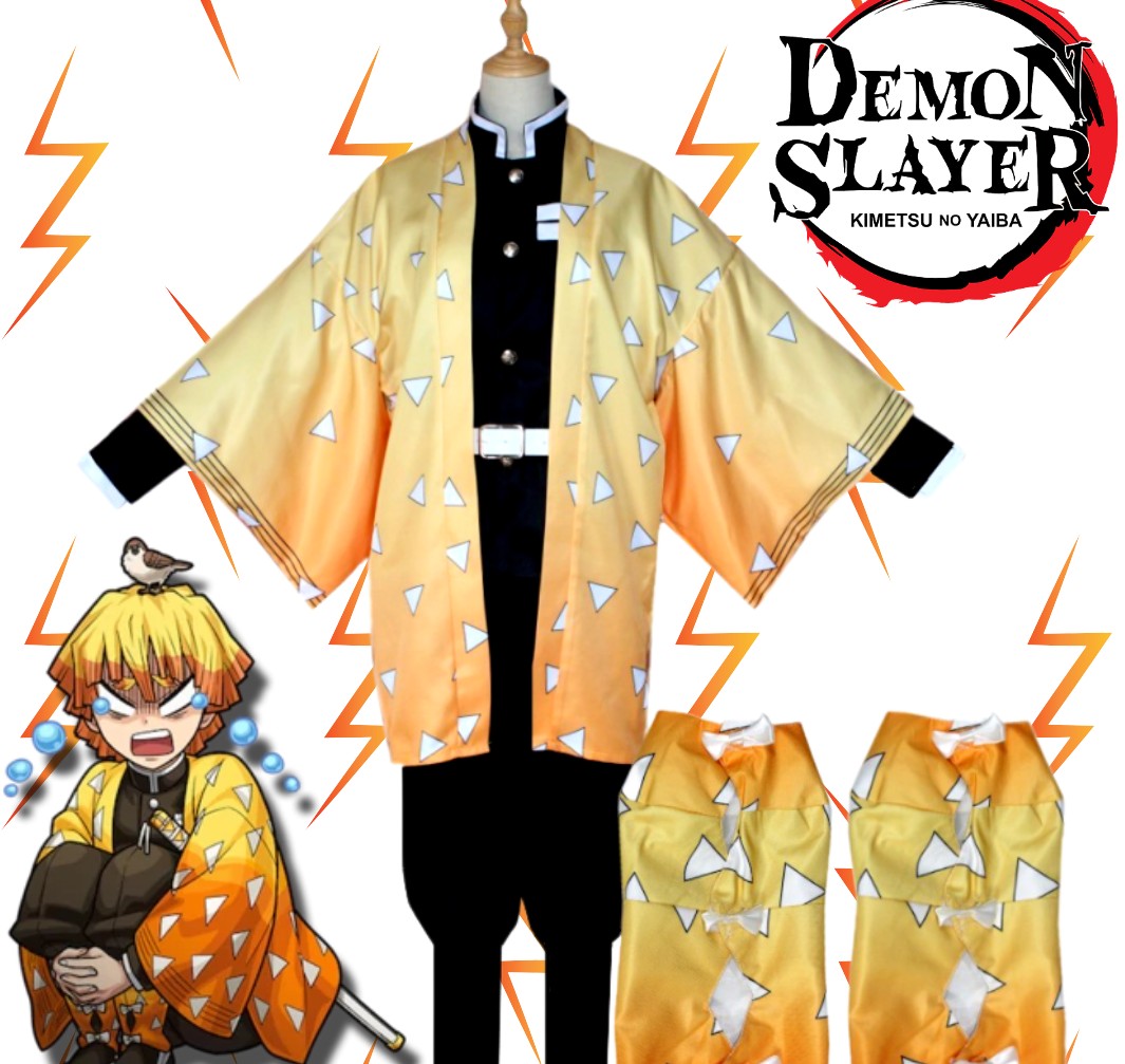 Demon Slayer Cosplay Costume Adult Size Zenitsu Agatsuma [sz:small]