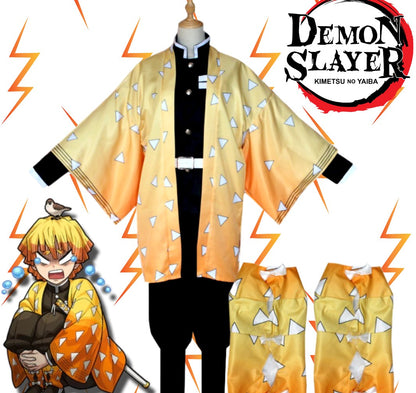 Demon Slayer Cosplay Costume Adult Size Zenitsu Agatsuma [sz:small]