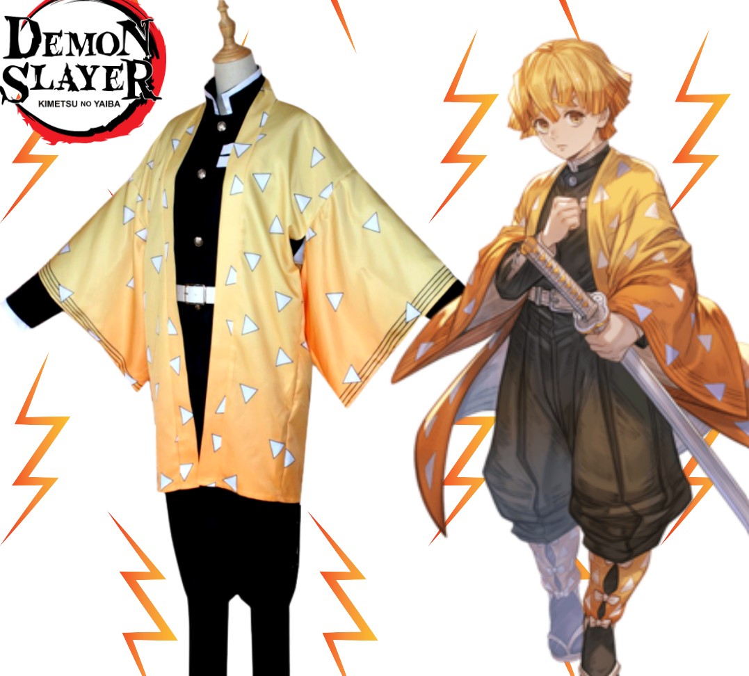 Demon Slayer Cosplay Costume Adult Size Zenitsu Agatsuma [sz:small]