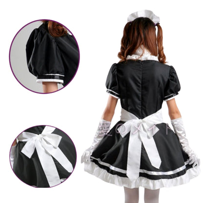 Kawaii French Maid Dress Lace Black And White Cosplay Costume [sz:5xl]