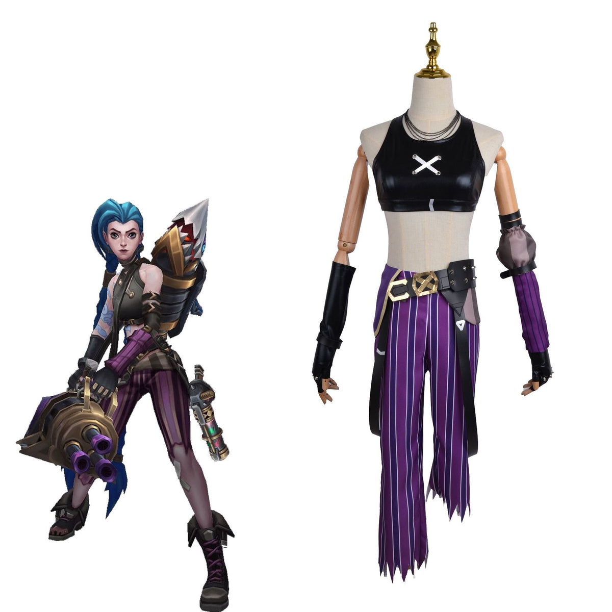 League Of Legends Arcane Series Jinx Cosplay Costume [sz:large]