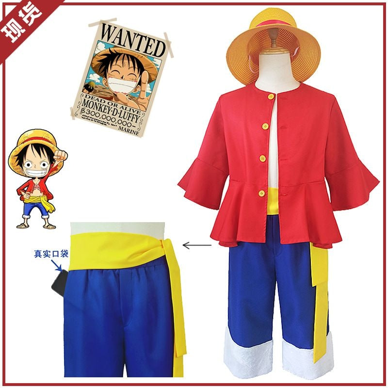 One Piece Luffy Cosplay Costume Without Hat [sz:xs]
