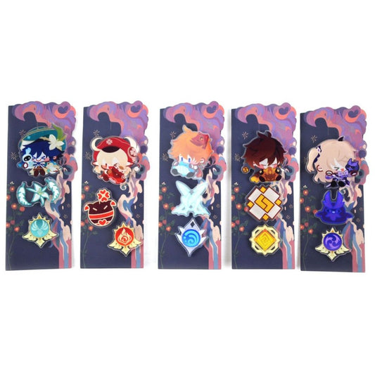 Genshin Impact With Vision Element Acrylic Pins Assorted