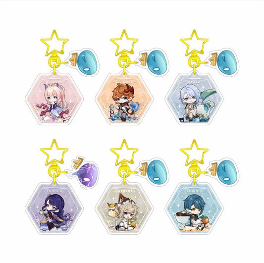 Genshin Impact Acrylic Keychain With Star Charm Assorted