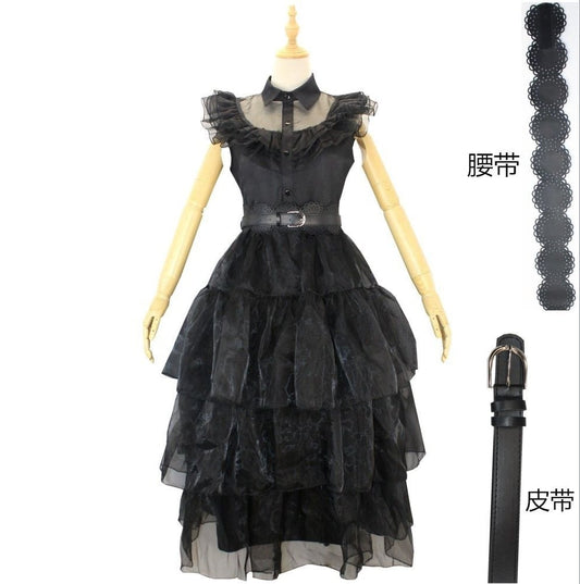 Wednesday Adams Cosplay Prom Black Dress Adult Size [sz:large]