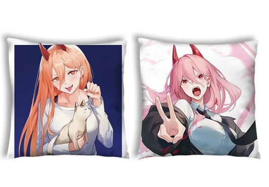Anime Pop Culture Square Cushion Pillow 45*45cm Chainsaw Man Front And Back - Smiling Power