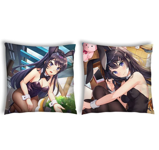 Anime Pop Culture Square Cushion Pillow 45*45cm Rascal Does Not Dream Of A Dreaming Girl Front And Back - Mai Sakurajima