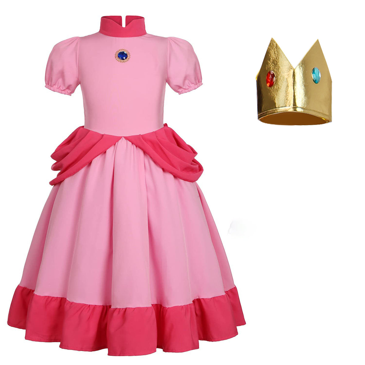 Super Mario Princess Peach With Crown Cosplay Costume [sz:medium]