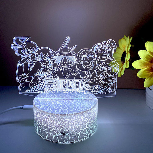 One Piece Acrylic 3d Led Light Straw Hat Crew