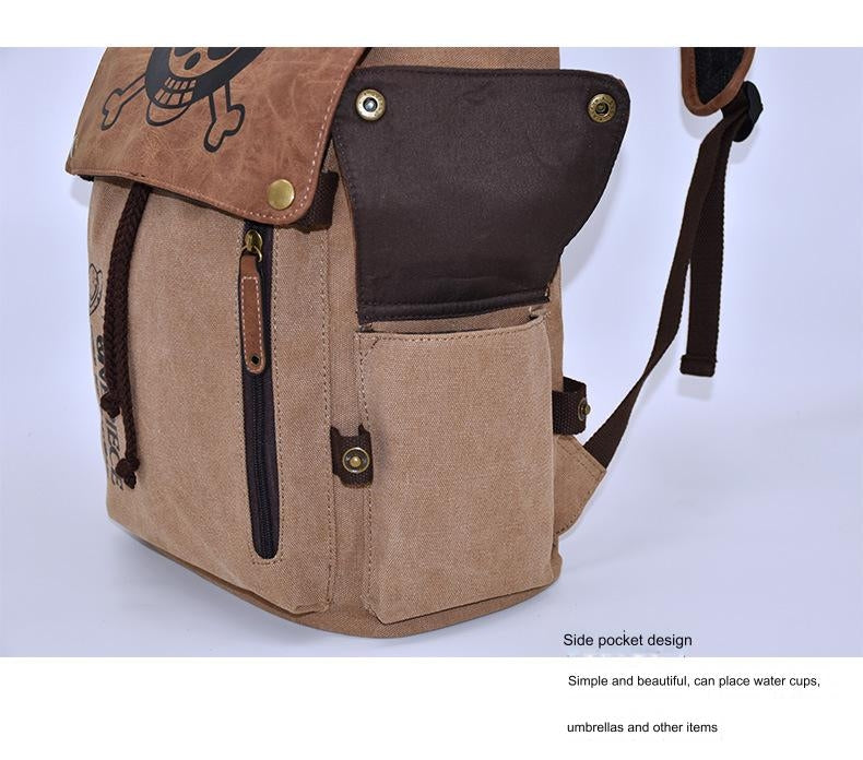 One Piece Straw Hat Team Logo Brown Backpack