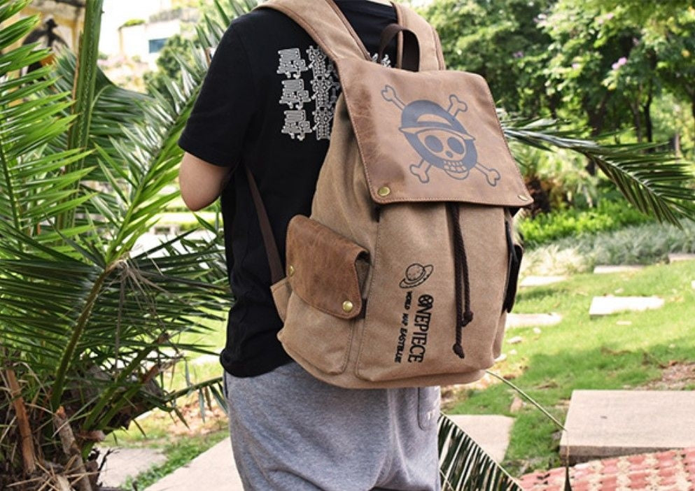 One Piece Straw Hat Team Logo Brown Backpack