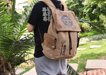 One Piece Straw Hat Team Logo Brown Backpack