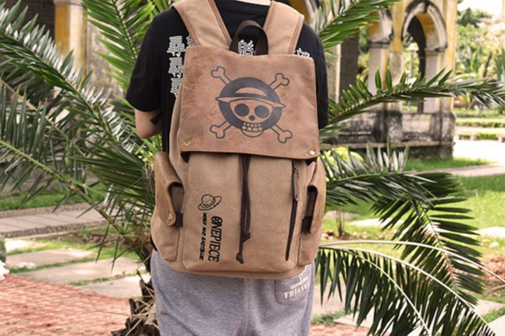 One Piece Straw Hat Team Logo Brown Backpack