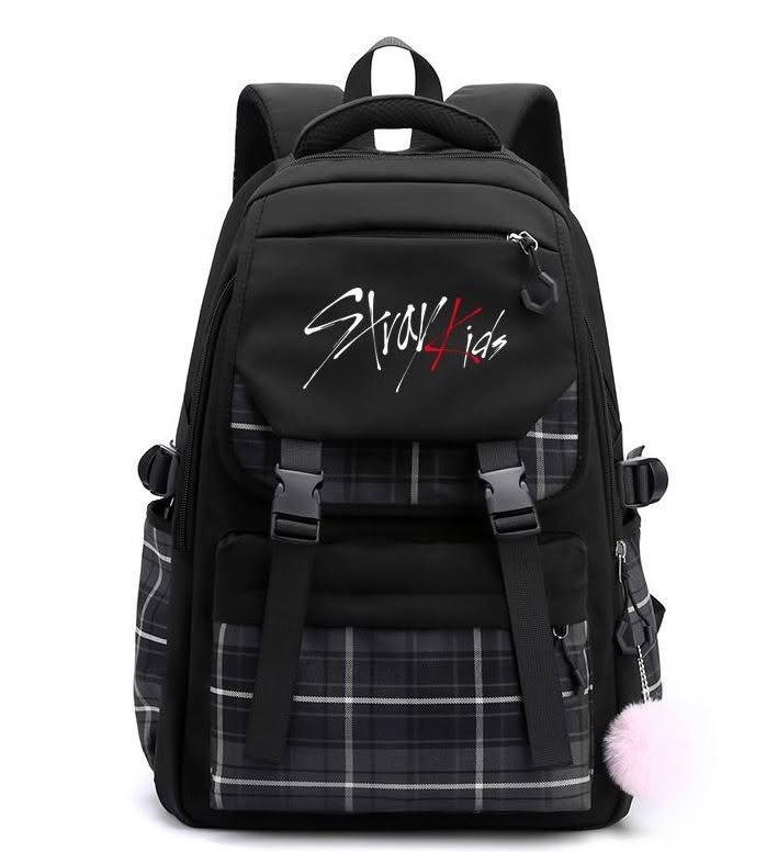Stray Kids Black With Checkered Backpack