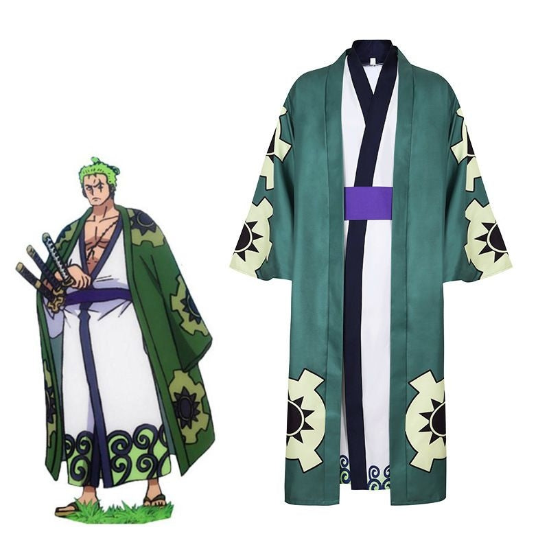 One Piece Roronoa Zoro Wano Arc Kimono Cosplay Costume [sz:small]