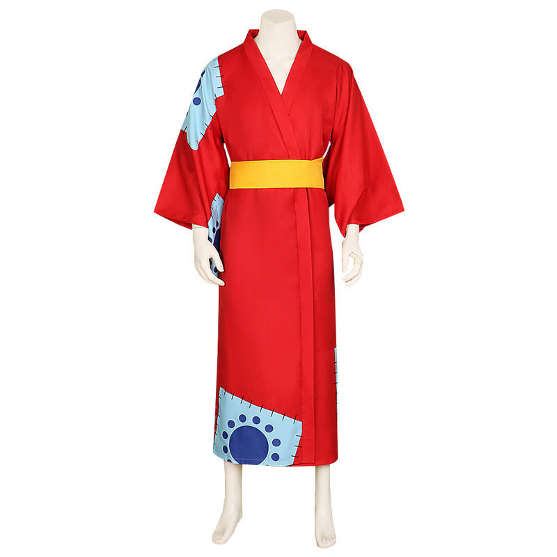 One Piece Monkey D Luffy Wano Arc Kimono Cosplay Costume [sz:xxxl]