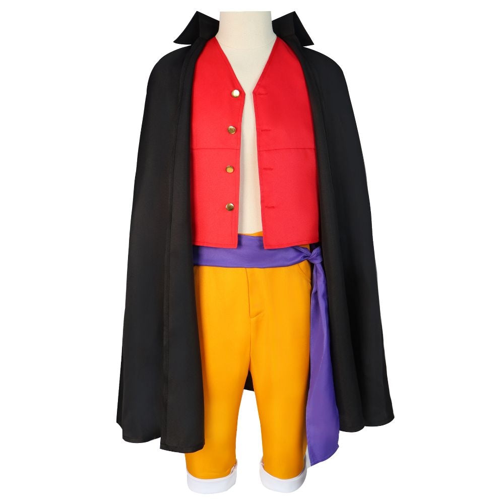 One Piece Wano Country Arc Luffy Cosplay Costume Black Cloak [sz:xxxl]