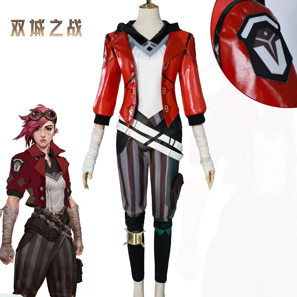 League Of Legends Arcane Vi Red Jacket Cosplay Costume [sz:large]