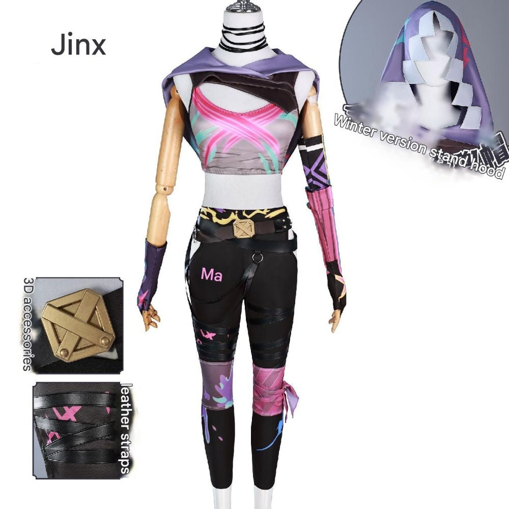 League Of Legends Arcane Prodigy Jinx Skin Cosplay Costume [sz:large]