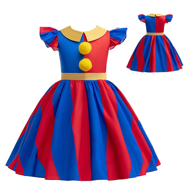 The Amazing Digital Circus Pomni Dress Cosplay Costume Kids Size [sz:eu 120]