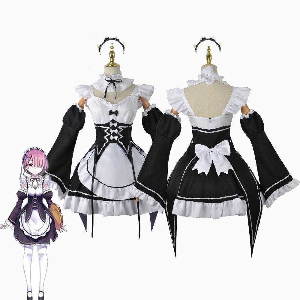 Re:zero Ram Rem Maid Cosplay Costume [sz:large]