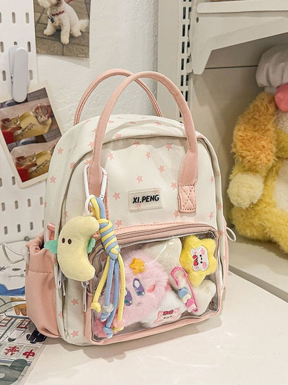 Ita Polkadots W/ Plush And Keychain Backpack: Pink [cl:pink]