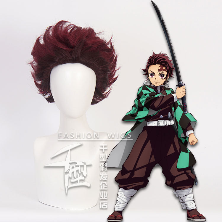 Demon Slayercosplay Short Wig Tanjiro Kamado