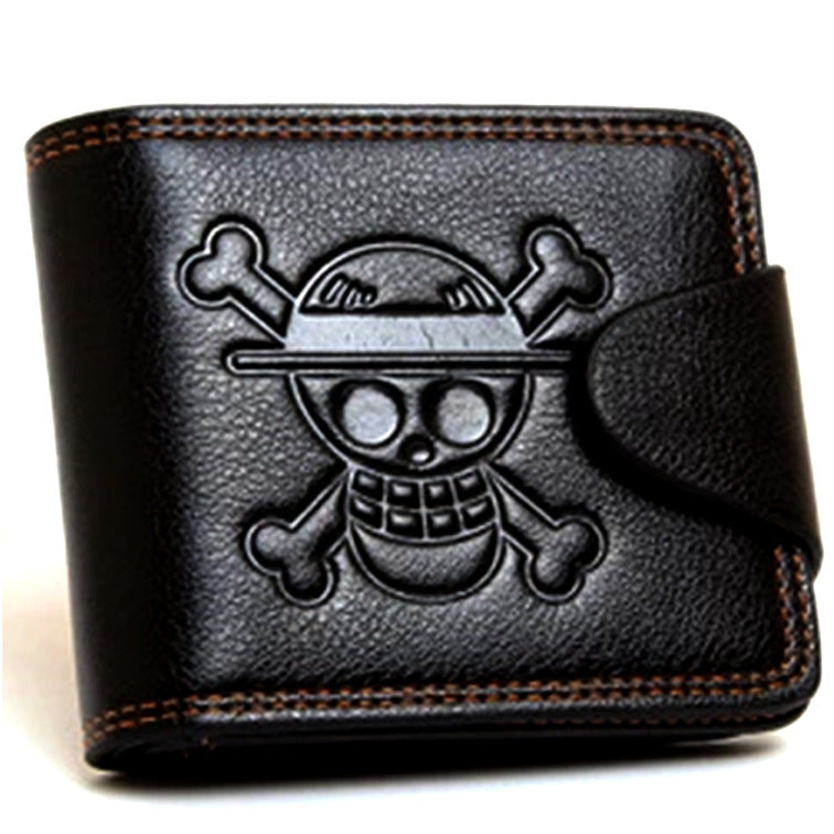 One Piece Straw Hat Black Wallet
