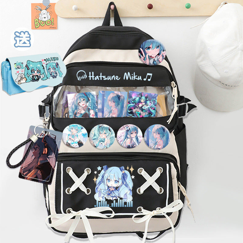 Hatsune Miku Black Backpack W/ Accessories