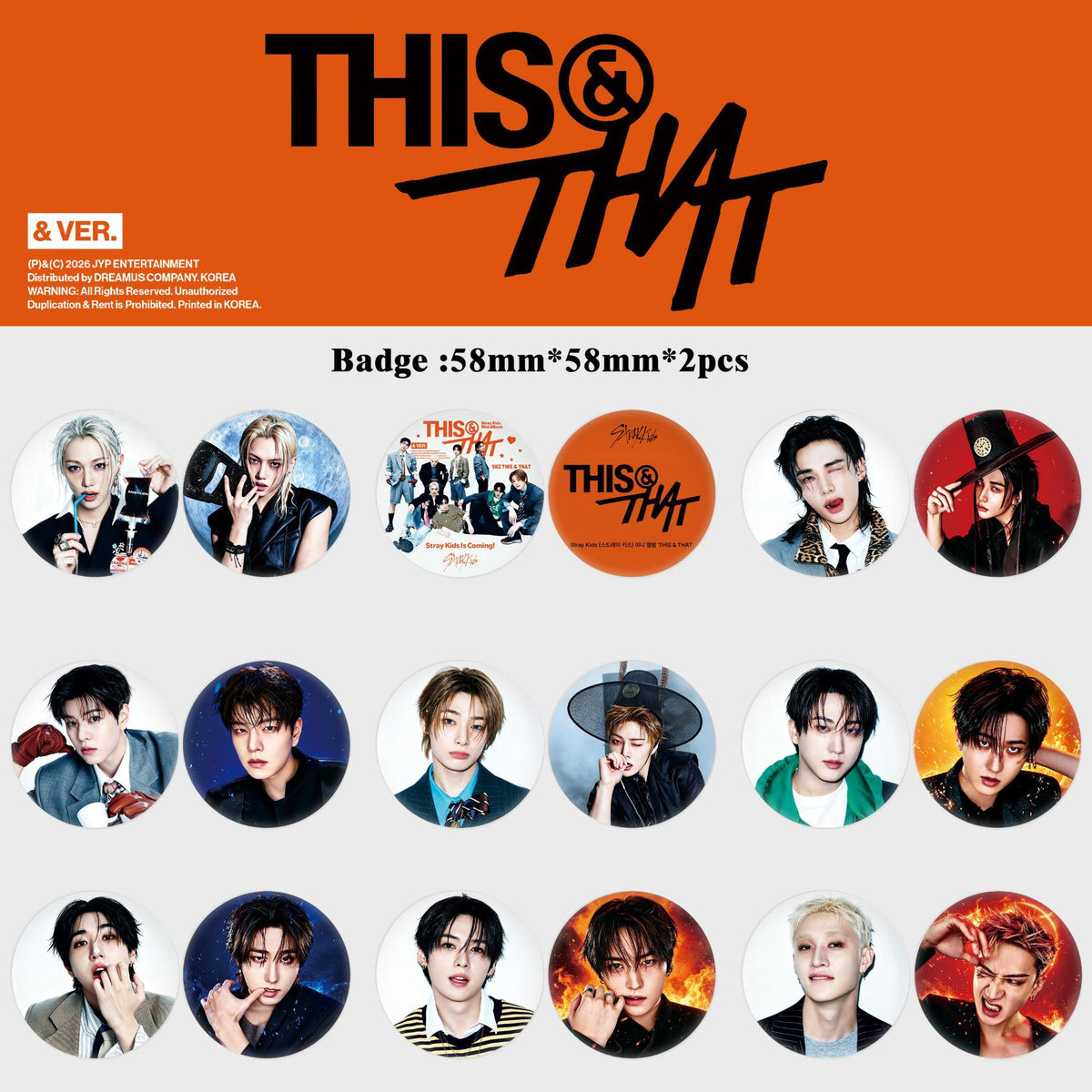 Stray Kids This & That 58cm Badge Assorted