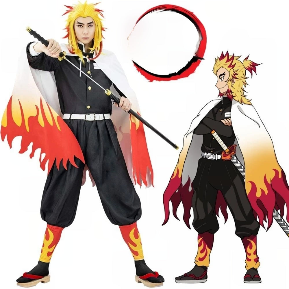Demon Slayer Cosplay Costume Kids Size Kyojuro Rengoku