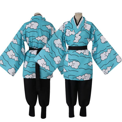 Demon Slayer Tanjiro Kamado Blue Kimono Cosplay Costume