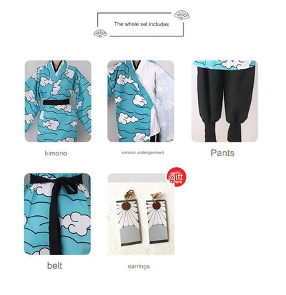 Demon Slayer Tanjiro Kamado Blue Kimono Cosplay Costume